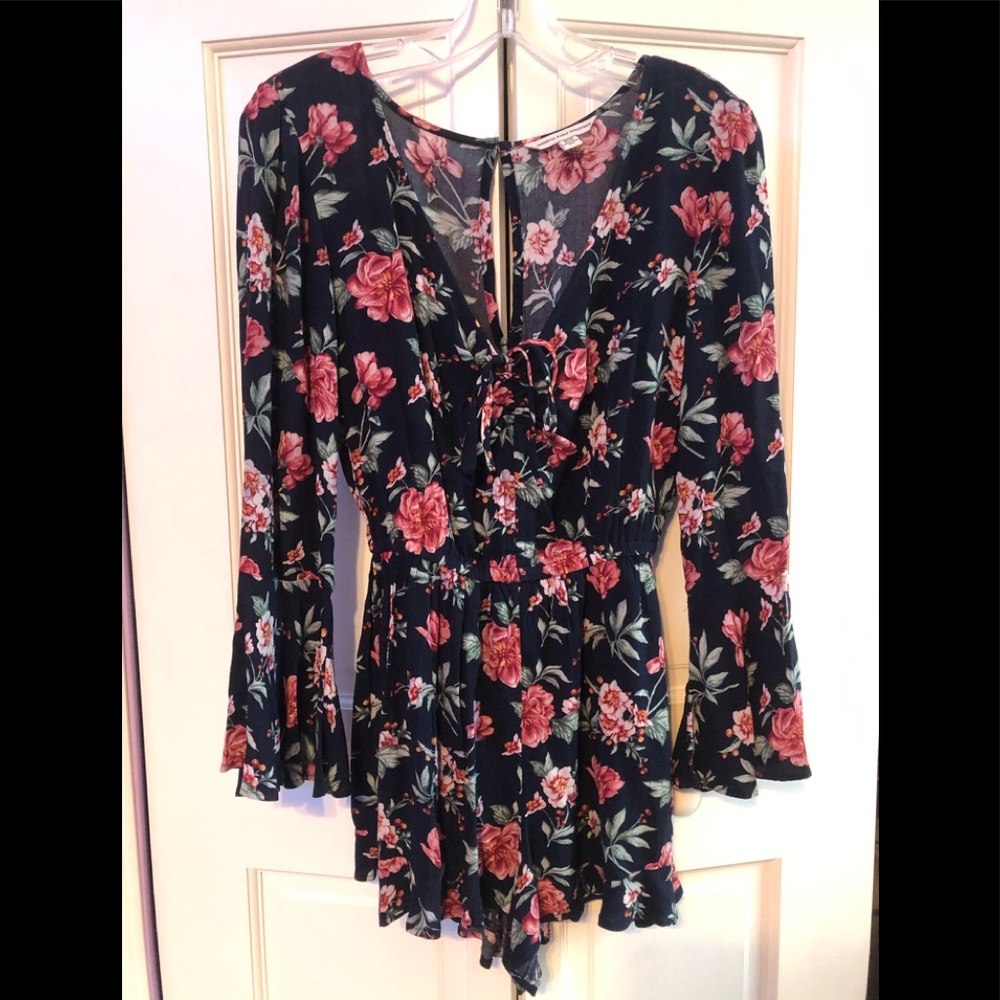 long sleeved floral romper